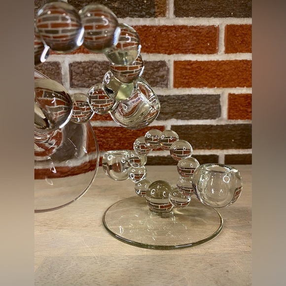 Vintage Pair Clear Bubble Glass Candlestick Holders‎ Imperial Candlewick 1940s - Picture 8 of 8
